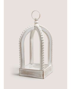 Oriental Wood Lantern (30.5cm x 14cm x 14cm)-White