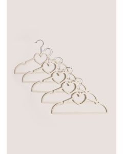 Kids 5 Pack Heart Shaped Hangers-Off White-One Size