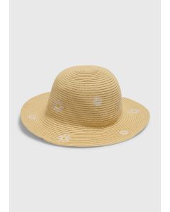 Kids Daisy Straw Sunhat-Beige-3 - 6 Y