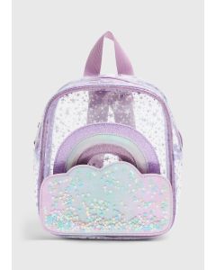 Girls Sequin  Backpack-Purple-One Size