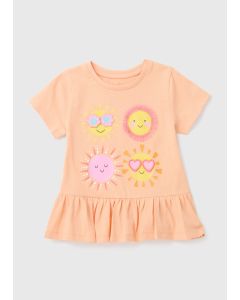 Girls Peach 3D Sun T-Shirt