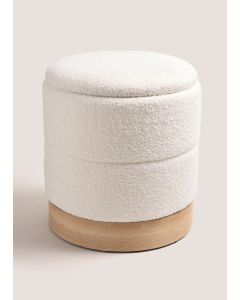 Textured Storage Pouffe (34cm x 34cm x 43cm)-White