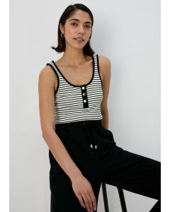 Et Vous Button Ribbed Vest