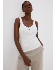 Et Vous Solid Button Ribbed Vest