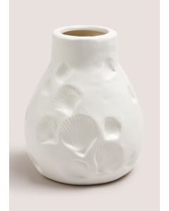 Shell EmbroideVase (18cm x 15.5cm x 15.5cm)-White