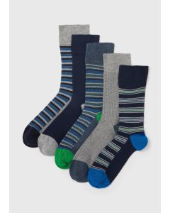 5 Pack Multicoloured Striped Socks