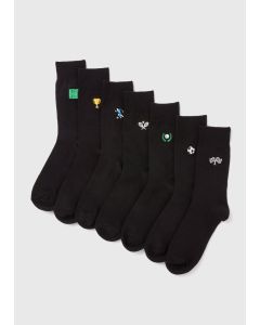 7 Pack Embroidery Sports Socks