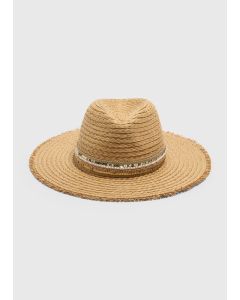 Beaded Trilby Hat-Natural-One Size