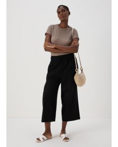 Linen Wide Leg Crop Trousers