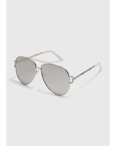 Papaya Aviator Sunglasses-Silver-One Size