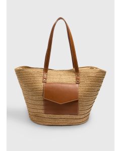 Natural Raffia Tote Bag-Natural-One Size