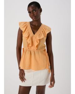 Peach Ruffle Blouse