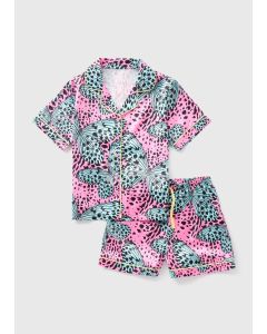 Girls Butterfly Print Satin Pyjama Set