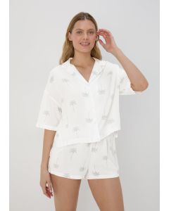 Palm Print Viscose Pyjama Set