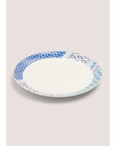 Indigo Geo Design Dinner Plate (27cm)-Blue/White