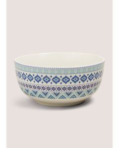 Indigo Geo Design Bowl (13cm x 18cm)-Blue/White