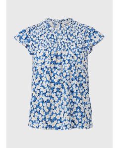  Floral Print Shirred Top