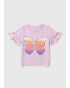 Girls Butterfly Ombre Sequin T Shirt