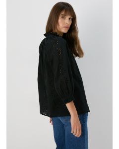 Embroidered Tie Front Blouse