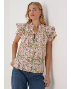 Floral Frill Sleeve Blouse