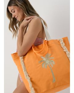 Palm Tree Beach Bag-Orange-One Size