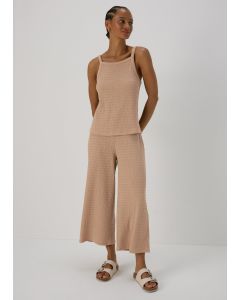 Neutral Textured Crop Trousers