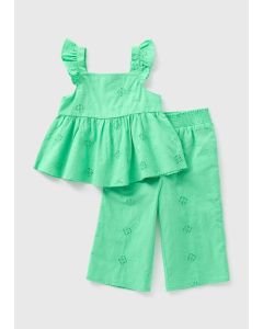 Girls Embroidered Co Ord Top & Trousers Set