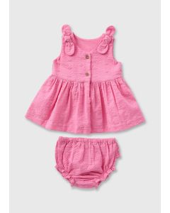 Baby Bow Shoulder Dress & Knickers Set