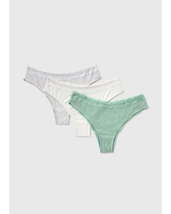 3 Pack Lace Trim Brazilian Knickers