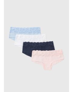 4 Pack Lace Trim Short Knickers