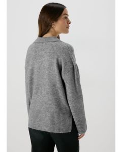 Ribbed V-Neck Collar Jumper