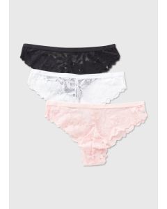 3 Pack Lace Brazilian Knickers