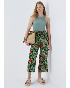 Floral Wide Leg Crop Trousers