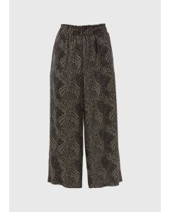 Mono Print Wide Leg Crop Trousers