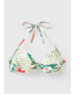 Tropical Leaf Print Cupped Bikini Top