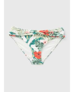 Tropical Leaf Print Twisted Bikini Bottoms