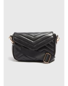 Chevron Cross Body Bag-Black-One Size