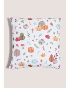 Pumpkin Printed Cushion-White-One Size