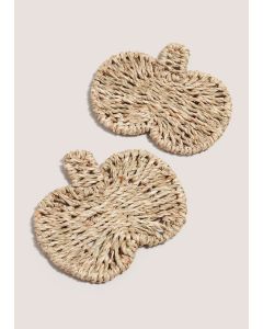 2 pack Pumpkin Woven Coasters (14.5x13)-Natural