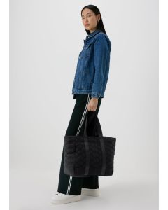 Quilted Tote Bag-Black-One Size