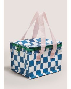 Checked Lunch Bag-Blue-One Size