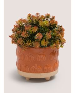 Plant In Pumpkin Embossed Pot-Orange-One Size