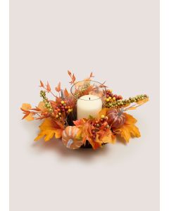 Pumpkin Candle Wreath-Orange-One Size