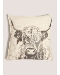 Highland Cow Cushion-Beige-One Size