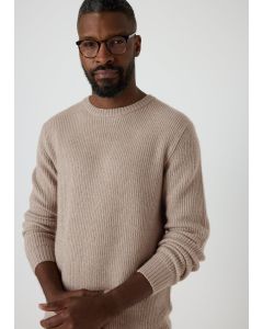 Stone Ribbed Crew Neck Jumper