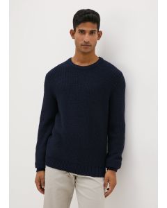 Navy Ribbed Crew Neck Jumper