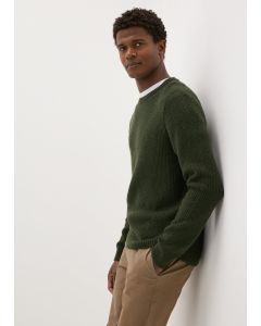 Khaki Ribbed Crew Neck Jumper