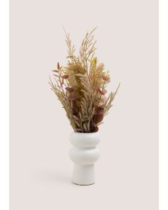 Dried Floral Arrangement in Bubble Pot (20x20x50cm)-White