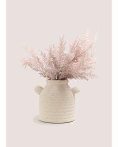 Lilac Faux Dried Arrangement In Double Hand Vase (13.5x13.5x25cm)-White