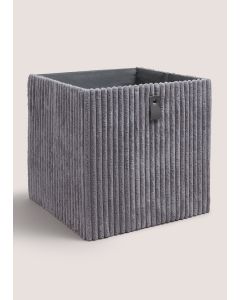 Corduroy Foldable Box (30x29cm)-Grey